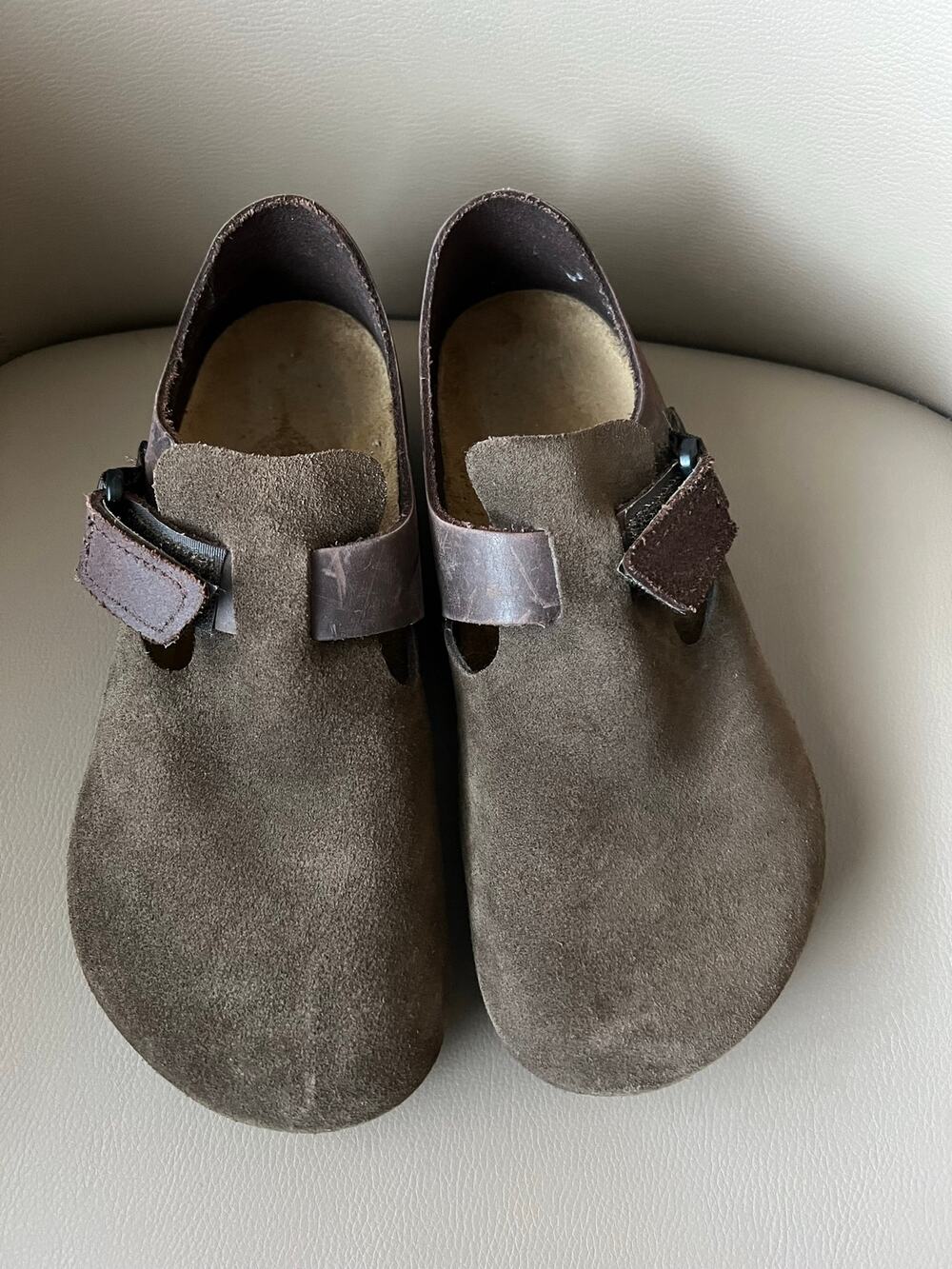 Brikenstock London Suede Shoes Brown Buckle Leather Sz 40 M 7 W 9